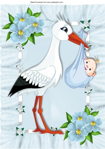 cute bundle of joy a baby boy with stork A4