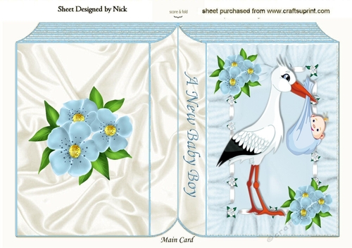 cute bundle of joy a baby boy with stork A5 Folded book