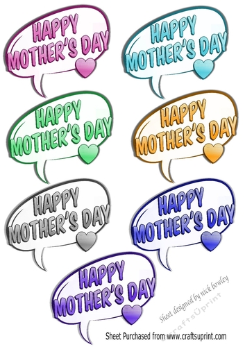 Mothers Day coloured speech bubbles with hearts (set one)