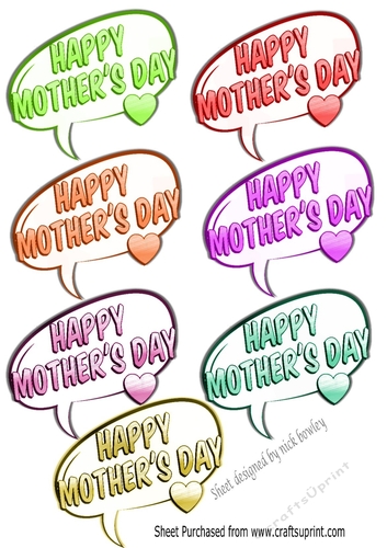 Mothers Day coloured speech bubbles with hearts (set two)
