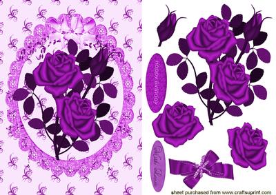 Pretty Purple Roses in a Frame
