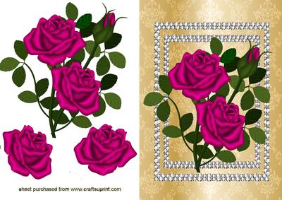 Beautiful Red Roses in a Diamond Frame
