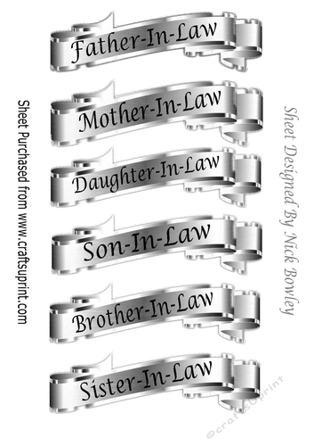 Lovely Silver Mettalic In Laws Tags/Banners