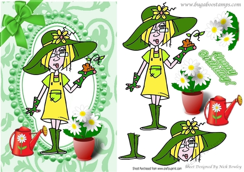 Gardening Gal! Dressed in green  to do a spot of gardening A5