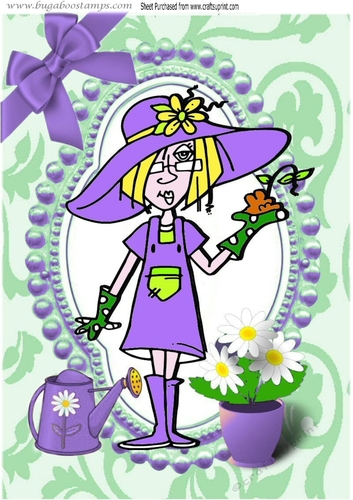 Gardening Gal! Dressed in purple  to do a spot of gardening A4