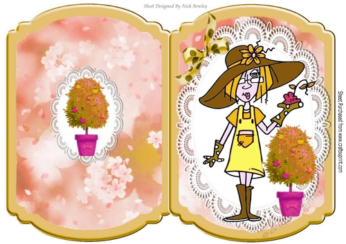 Gardening Gal! Dressed in yellow  to do a spot of gardening bracket card