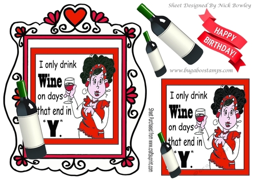 Lady in red, with  wine in heart ornate frame
