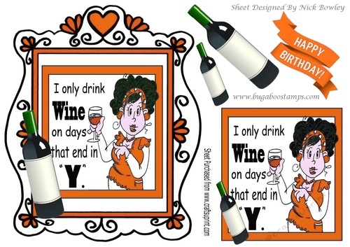 Lady in orange, with  wine in heart ornate frame