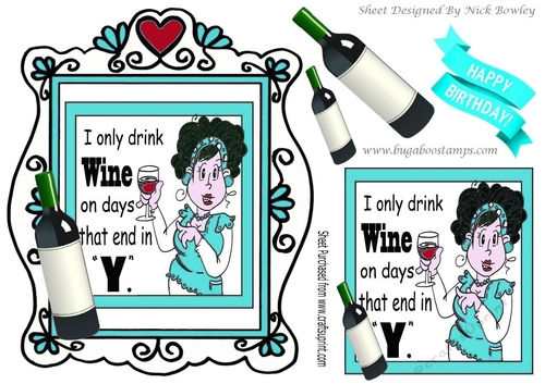 Lady in turq, with  wine in heart ornate frame