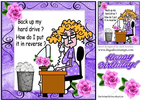 Woman on computer (purple) 8x8