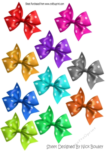 10 lovely coloured polkadot silk bows