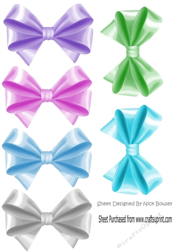 Six lovely big coloured pastel bows