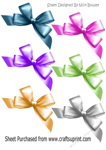 6 pretty pastel shiney big bows