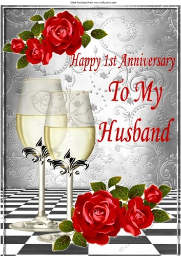 Happy 1st Anniversary to my Husband, with roses & champagne A4