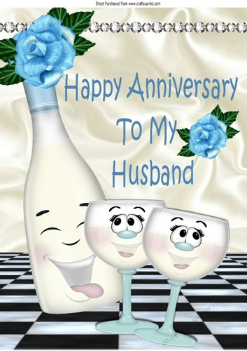 Happy Anniversary to my HUSBAND with blue roses & toony champagne A4