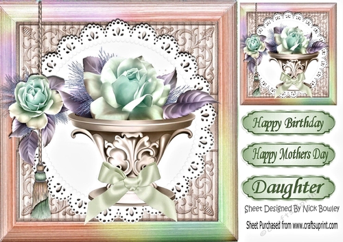 beautiful turq roses with vase in turq rainbow frame 8x8