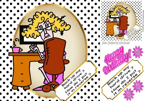 Stella in pink  in a kerfuffle with her computer 8x8