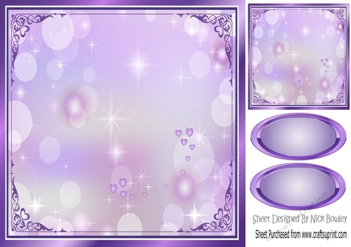Pretty purple edge fantasy rainbow 8x8 frame/card fronts