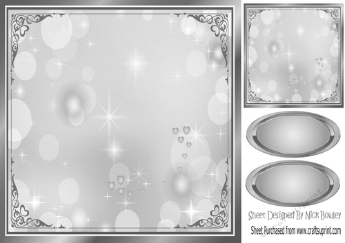 Pretty silver edge fantasy rainbow 8x8 frame/card fronts