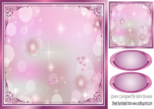 Pretty pink edge fantasy rainbow 8x8 frame/card fronts