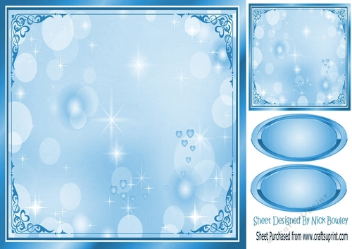 Pretty blue edge fantasy rainbow 8x8 frame/card fronts