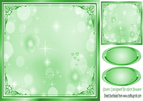 Pretty green edge fantasy rainbow 8x8 frame/card fronts