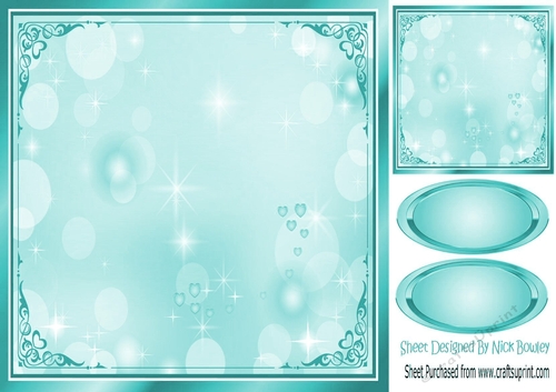 Pretty turq edge fantasy rainbow 8x8 frame/card fronts