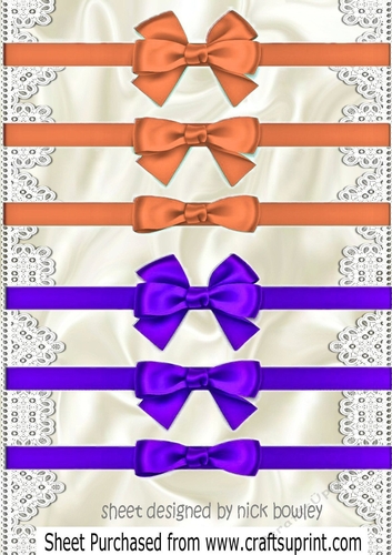 pretty border bows in three designs Peach/Purple PNG