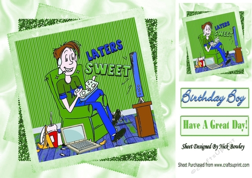 Computer and games mad boy! chillin out (green) 8x8