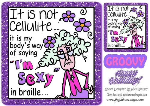 I am sexy! dotty in purple glitter frame 8x8