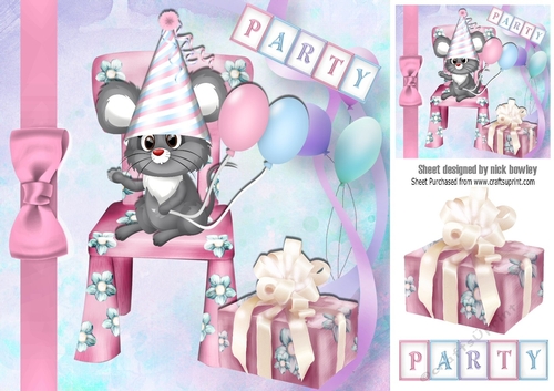 cute little mouses birthday with present 8x8