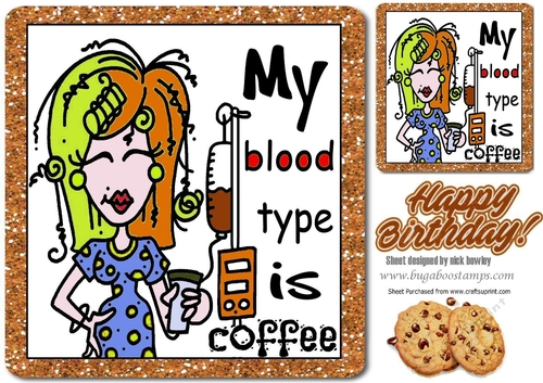 coffee lady its that time of day  where i need my drip feed! 8x8 (gold)