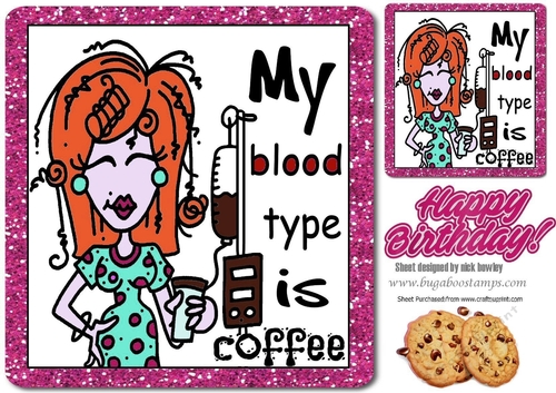 coffee lady its that time of day  where i need my drip feed! 8x8 (pink)