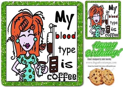 coffee lady its that time of day  where i need my drip feed! 8x8 (green)