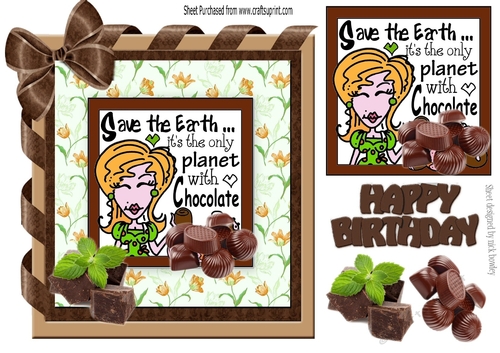 Oh! I do love chocolate with big brown bow 8x8