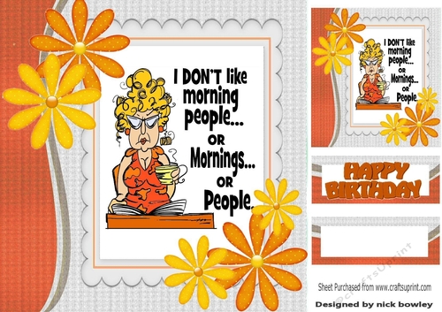 I Just Dont Do Mornings! with sunny flowers 8x8