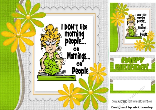 I Just Dont Do Mornings! with green flowers 8x8