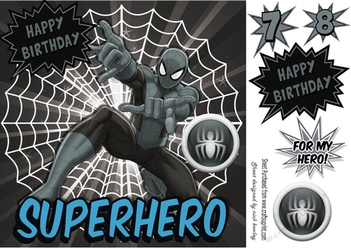 Spider man super hero (silver monochrome)) 8x8