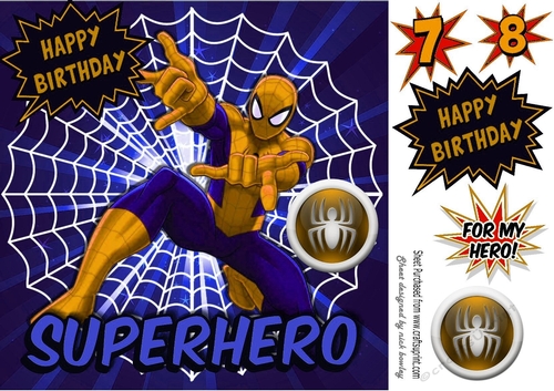 Spider man super hero (gold)) 8x8