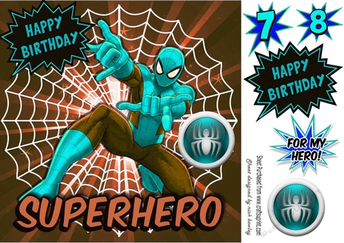 Spider man super hero (turq)) 8x8