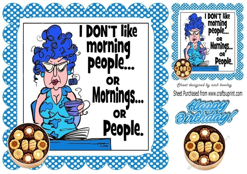 I Just Dont Do Mornings! Coffee with biscuits and blue rinse (blue polkadot) 8x8