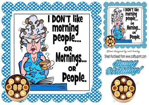 I Just Dont Do Mornings! Coffee with biscuits  (going grey gracefully) 8x8