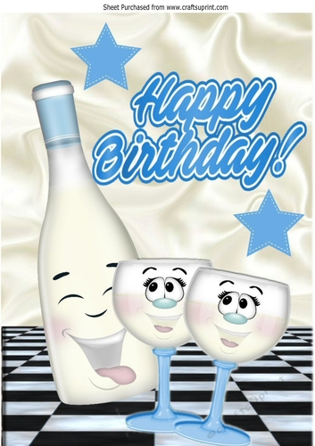 toony glasses with bottle & stars for birthday (blue) A4
