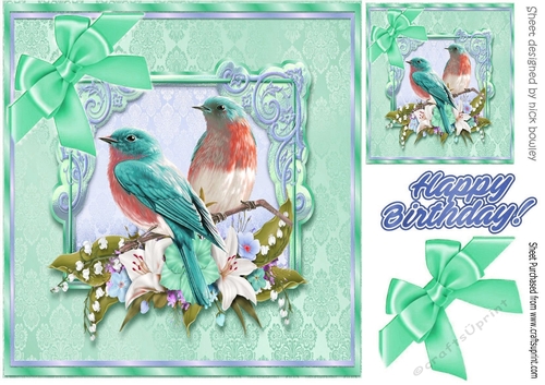 pretty birds ( turq) 8x8