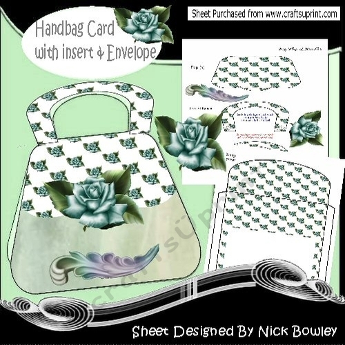 Lovely Handbag Card kit with blue rose