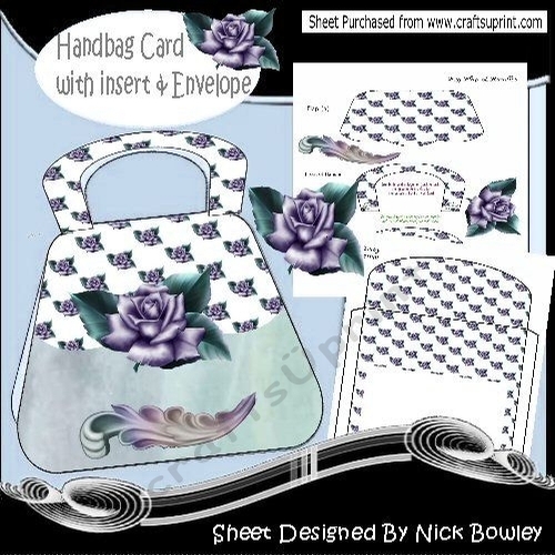 Lovely Handbag Card kit with purple rose