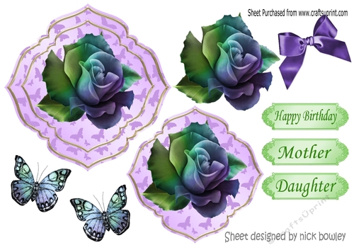  butterfly background with rainbow purple rose and butterflies toppers