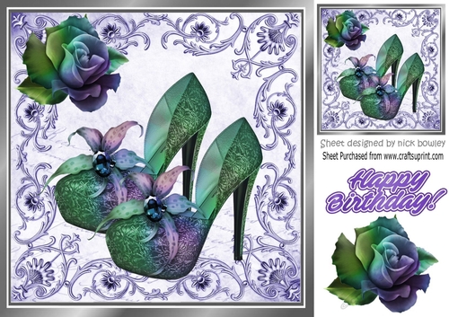 Pretty purple/blue rainbow shoes with rose 8x8