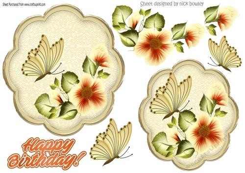 pretty yellow corner flowers with butterflies toppers