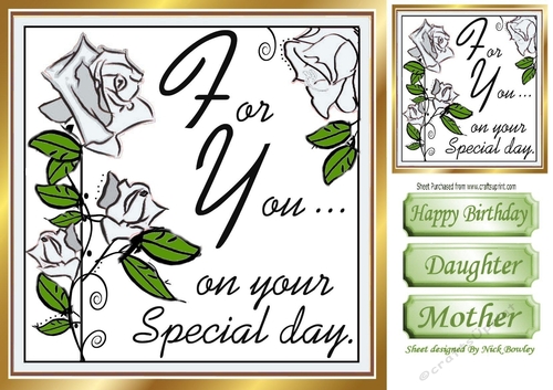 silver roses for you, on your special day 8x8